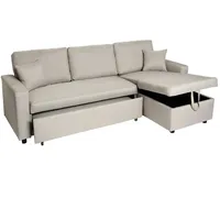 Mendler Ecksofa mit Bettkasten HWC-L17, Couch Sofa L-Form, Liegefläche Nosagfederung ~ beige