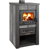 ProTermo Alpina Ceramic Anthrazit Kaminofen mit Schamottstein - 8 kW Heizleistung - 50 x 48 x 82 cm Holzofen mit Sichtfenster, Bauart 1