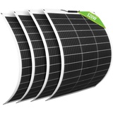 ECO-WORTHY 520W 0% VAT(4 Stücke 130W 12V) Flexibles Monokristallines Solarpanel mit Solarkabel Wasserdichtes Photovoltaikmodul für Wohnwagen, Dach und Nicht-flache Oberflächen