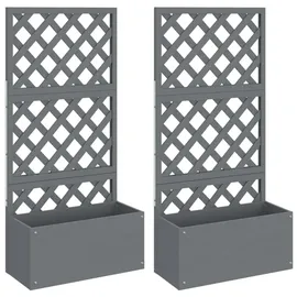 vidaXL Blumenkästen mit Rankgittern 2 Stk Grau 65x33x135 cm WPC