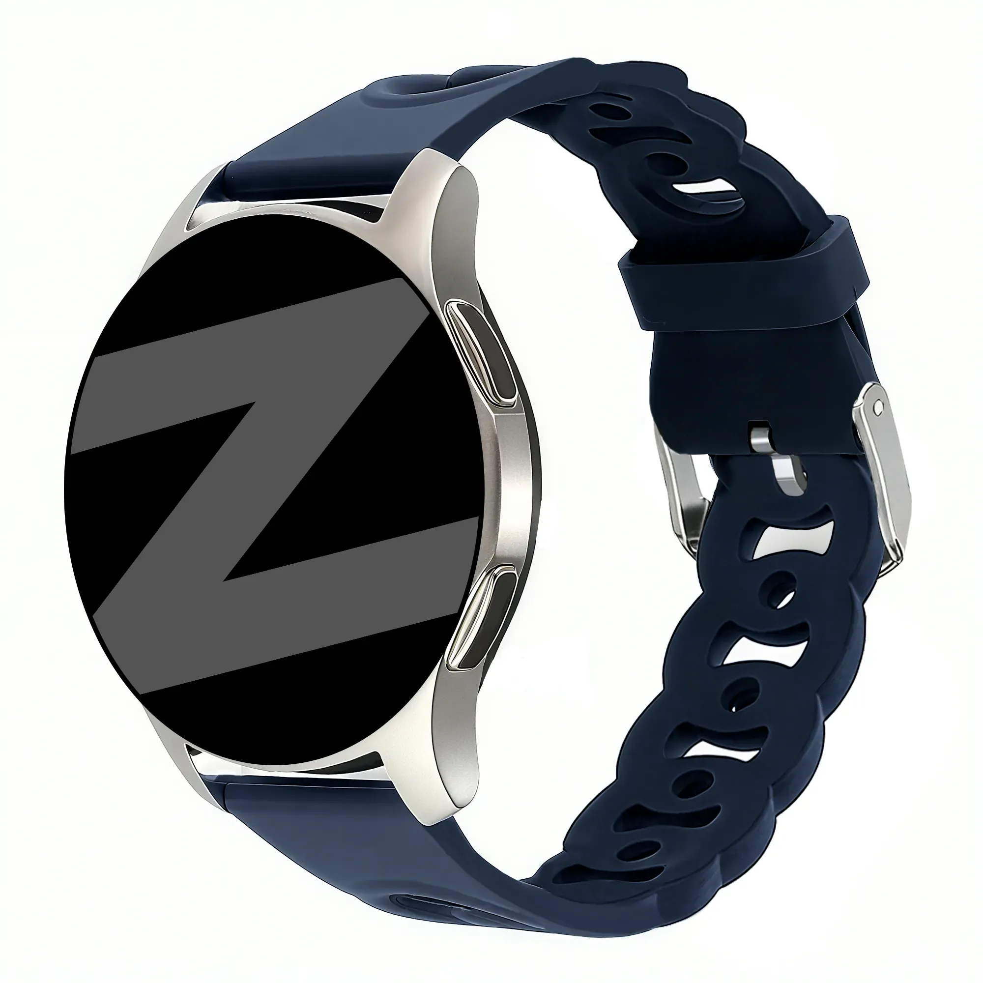 Bandz Actyve Smartwatch 20mm Armband Silikon 'Chains' für Actyve Smartwatch 20mm - Dunkelblau - Schnallenverschluss