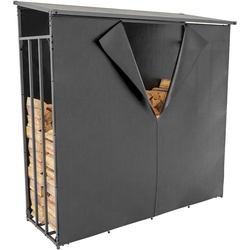 CLP Kaminholzunterstand Ruston mit Abdeckplane I Kaminholzregal Anthrazit I Feuerholzregal Mit Abdeckplane I Holzlager Aus Metall