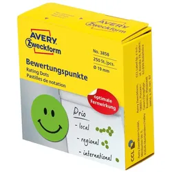 Avery Zweckform Avery Bewertungspunkte, Grün, Kreis, Dauerhaft, Papier, 1,9 cm,