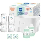 MAM Easy Start Anti-Colic Combi-Set | 0+ Mon | 6 Trinkflaschen 1 Flaschenkorb