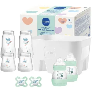 MAM Easy Start Anti-Colic Combi-Set | 0+ Mon | 6 Trinkflaschen 1 Flaschenkorb