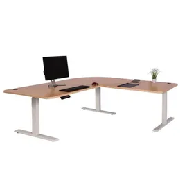 Mendler Eckschreibtisch HWC-D40 hellbraun / Weiß