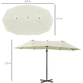 Outsunny Doppelschirm mit Kurbel 460 x 270 cm creme