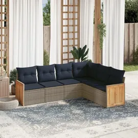 vidaXL Gartensofa-Set 6-tlg. grau Polyrattan