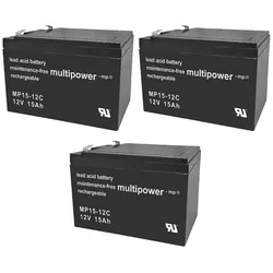 Multipower 3x 12V 15Ah AKKU BATTERIE Roller E-Scooter Eco Mobil 36V
