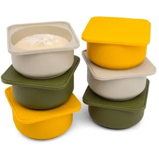 babadoh Silikon Pizzateig- und Zutatenbehälter 6er-Set (Multi-Yellow) Dough | O...