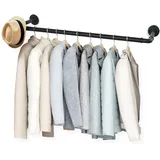 Kleiderstange für die Wand, 83cm Industrierohr Kleiderstangen,Kleiderständer Wandmontage, Industrial, Platzsparend Wandregal Küchenregal, für Geschäft, Wohnen, Schwarz