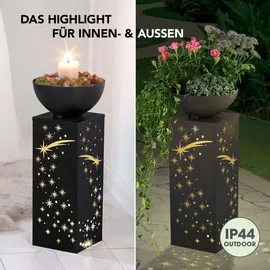 Easy Maxx LED Dekosäule 87 cm Beton-Optik Pflanzschale grau
