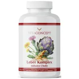 Leber Komplex I 180 Kapseln - mit Mariendistel, Artischocke, Curcuma, Löwenzahn, Cholin, Vitamin B12, Folsäure I Leberkur I hochdosiert I in Deutschland produziert I VITACONCEPT®