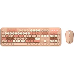 KeySonic KSKM-8200M-RF Maus-Tastatur-Set DE Maus-Tastatur-Set, Full-Size Tastatur, runde Tasten, Mehrfarbig sand/cremefabig