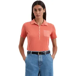 Poloshirt MARC O'POLO, Damen, Gr. XL, rot (burnt rot), Jersey, Obermaterial: 100% Baumwolle, casual, Kurzarm, Shirts, in überwaschener Optik