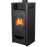 EEK A Kaminofen ABC Quadro Black Holzofen 9,5 kW mit Mehrfachbelegung Kamin Ofen Holzofen Holz Werkstattofen Heizofen - Schwarz