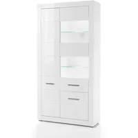 Furn.design Vitrine in weiß Hochglanz Wohn- und Esszimmer Vitrinenschrank