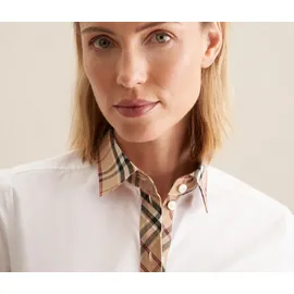 Seidensticker Popeline-Bluse mit Karodetail - Damen - Gr. 36 - weiß