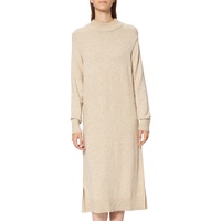 Vila Damen Viril Crew Neck L/S Midi Dress - Noos Kleid, Natural Melange, XL EU