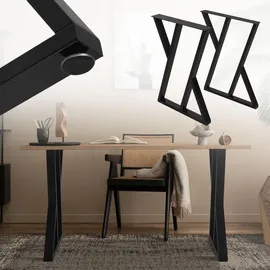 ML-Design 2 Stück Tischbeine 50xH71cm, Tischkufen aus Stahl pulverbeschichtet, Schwarz, Industriedesign, Kufengestell für Esstisch/Schreibtisch Tischgestell, Metall Möbelfüße für DIY-Projekte