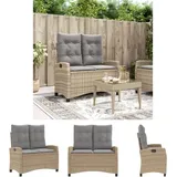 The Living Store Gartenbank Verstellbar Mit Kissen Beige Poly Rattan -  Gartenbänke