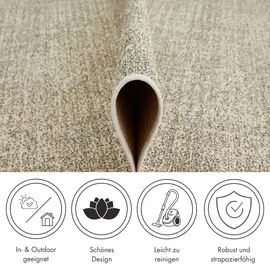 LUXOR LIVING Teppich LUXOR LIVING "Patio, LAGERRÄUMUNG", grau (elfenbeinfarben), B:80cm H:3mm L:150cm, Kunstfaser, Teppiche, Teppich, Kurzflor, meliert, In- und Outdoor geeignet, für Balkon & Terrasse