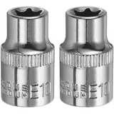 QUARKZMAN 3/8" x E10 Torx Bit Set, 2 Stück Torx Nuss Set Schrauber Sechskant Steckschlüsseleinsätze, Antrieb Tiefnuss Stern-Stecknuss für Auto Reparaturen Hauswartung DIY Handarbeit