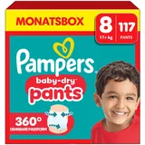 Pampers Windeln Monatsbox baby-dryTM pants Größe Gr.8 (19+ kg) für Kids und Teens, 117 St.