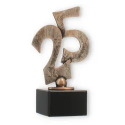 Pokal Konturfigur Silberne Hochzeit altgold auf schwarzem Marmorsockel 17,2cm
