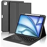 Tastatur Hülle für iPad Air 13 Zoll (M4/ M3/ M2, 2026/ 2025/ 2024), Magnetische Hülle mit Tastatur Kompatibel mit iPad Air 13"/ Pro 12,9" (6 5 4 3 Generation) mit Trackpad und Stifthalter, Schwarz