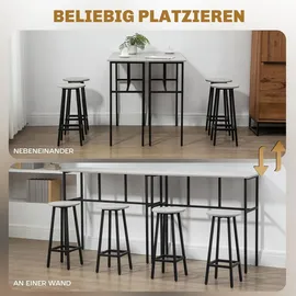 Homcom 2 Bartisch mit 4 Stühlen im Industrial Design Grau