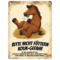 Trendaffe Metallschild mit Pferde Motiv und Spruch: Bitte nicht
