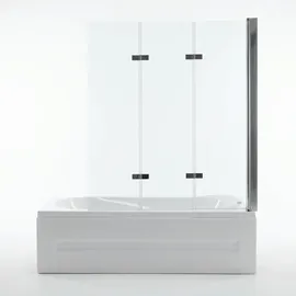 MuCoLa Duschabtrennung Badewannen Badewannenaufsatz ESG Glas Duschtrennwand Badewannenfaltwand Duschwand - 140x130cm