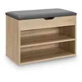 Juskys Schuhregal mit Klappdeckel und gepolstertem Sitz 60x30x44 cm - Holzoptik