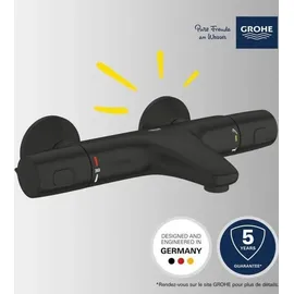 Grohe Precision Trend - Thermostat-Badewannenarmatur, schwarz matt