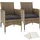Tectake Rattansessel 57 x 59 x 85 cm 2 St. inkl. Sitzbezüge 4 St. natur/dunkelgrau