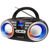 Cyberlux CD-Player mit LED-Disco-Lichter CD/MP3/USB Radio Schwarz/Silber