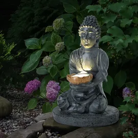 GLOBO Solarleuchte Buddha in grau,
