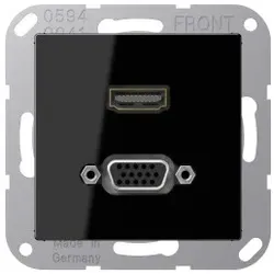 Jung MAA1173SW HDMI, VGA, MultimediaAnschlussystem HDMI / VGA, Serie A, schwarz
