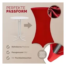 DETEX DETEX® Stehtisch Hussen Ø 60-65cm Verstärkter Fußbereich 30°C Waschbar Stehtischhussen Stretch Tisch Überzug