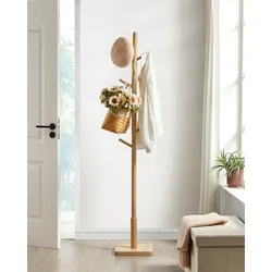 VASAGLE Garderobenständer, Kleiderständer, Massivholz, freistehend, Baumform, 8 Haken für Jacken, Hüte, Taschen, Eingangsbereich