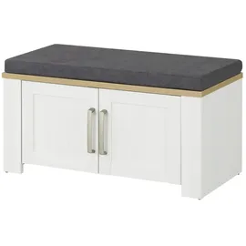 Forte Garderobenbank 86,5 x 45 x 42 cm gepolstert / weiß