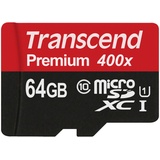 Transcend microSDXC 64GB Class 10 UHS-I + SD-Adapter