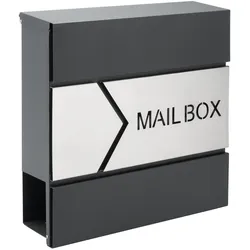 Briefkasten Design Anthrazit Edelstahl Zeitungsfach 37x11x36,5 cm