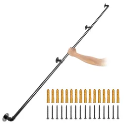 VEVOR 3x Retro Wasserrohr Handlauf 3m Handlauf Rustikal Kohlenstoffstahl 4x Wandhalterungen Industrieller Geländer Schutzbügel 200kg Tragfähigkeit Geeignet für Handläufe im Innen-/Außenbereich