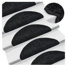 vidaXL Treppenmatten 15 Stk. Schwarz 56x17x3 cm