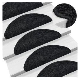 vidaXL Treppenmatten 15 Stk. Schwarz 56x17x3 cm