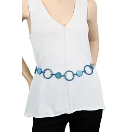 COLLEZIONE ALESSANDRO Taillengürtel Materialmix blau/türkis 105