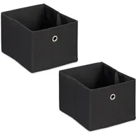 Relaxdays Aufbewahrungsbox, kleine Ordnungsbox aus Stoff, 2er-Set, HBT: 16