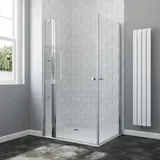 Duschabtrennung Drehtür Duschkabine Eckeinstieg Doppeltür Mit Festteil, Aus 6mm Esg-sicherheitsglas Inkl. Easy-clean-beschichtung, Mit Eckregale Duschablage, Spritzschutz Im Bad, 17. 110x75x197 Cm